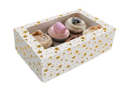 Gold Star Design Cupcake Box