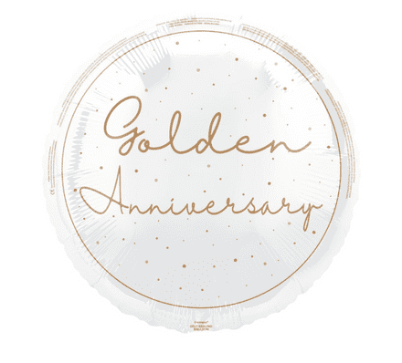 Golden 50th Anniversary Foil Helium Balloon