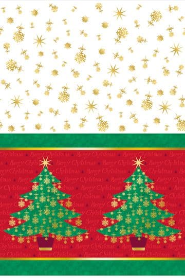 Golden Christmas Tree Design Party Plastic Tablecover