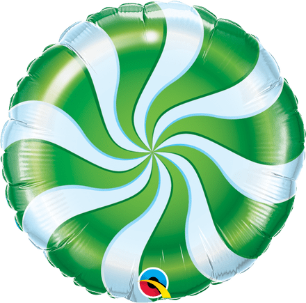 Green Candy Swirl Foil Helium Balloon