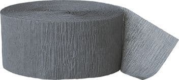 Grey Crepe Paper Streamer Roll 81ft