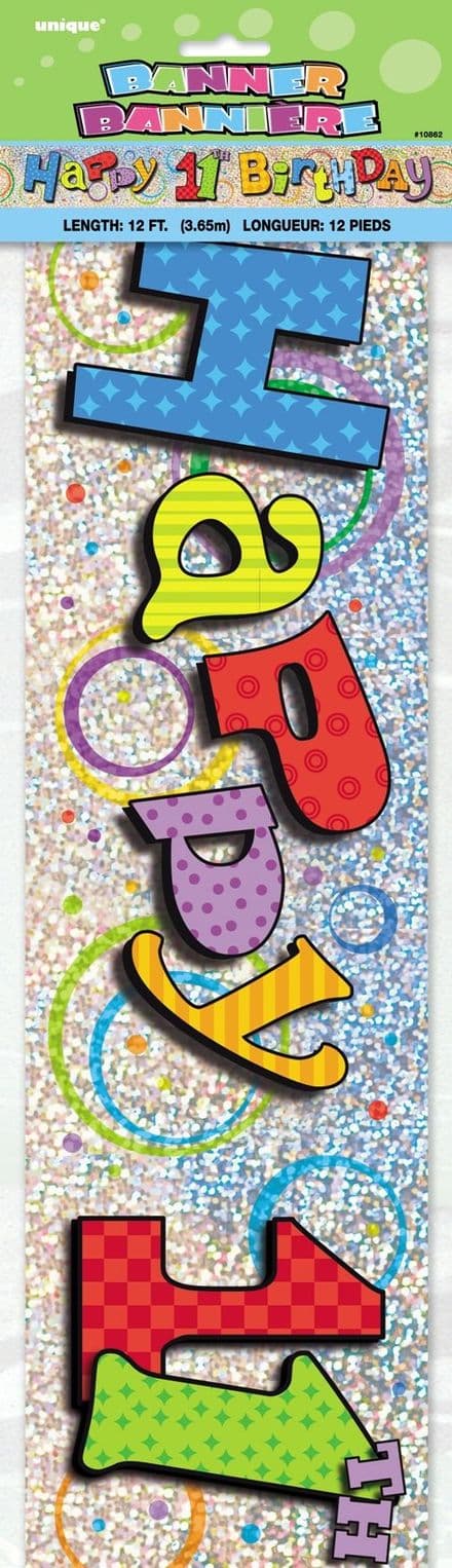 Happy 11th Birthday Foil Banner