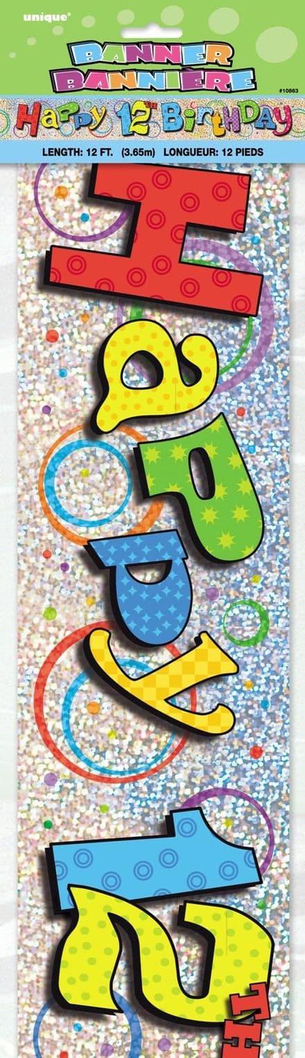 Happy 12th Birthday Foil Banner