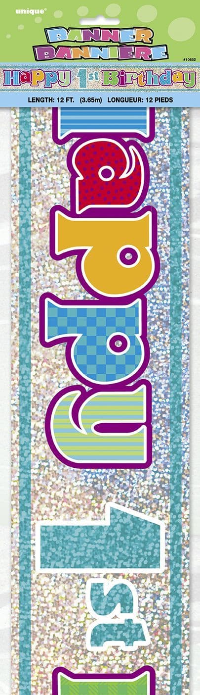 Happy 1st Birthday Party Foil Banner
