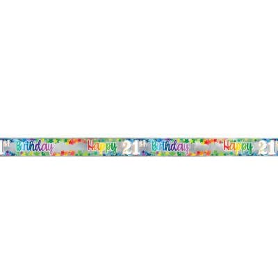 Happy 21st Birthday Multi colour Foil Banner