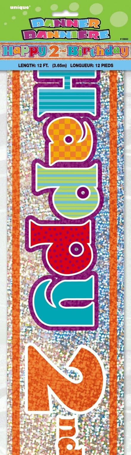 Happy 2nd Birthday Party Foil Banner