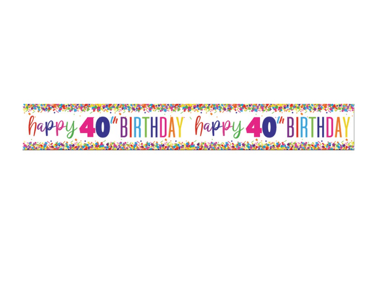 Happy 40th Birthday Multi colour Foil Banner