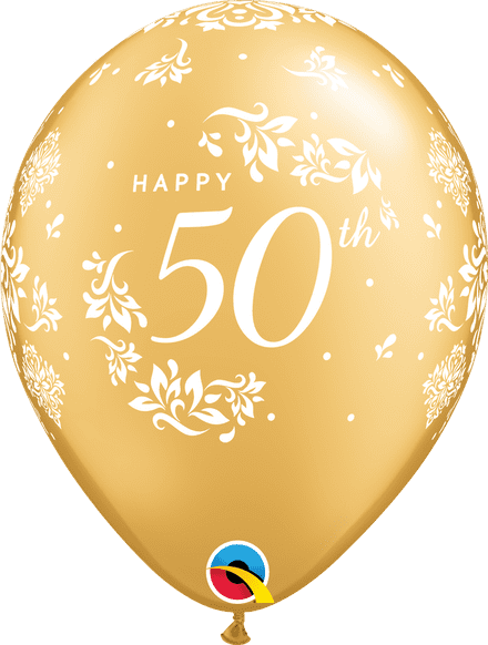 Happy 50th Anniversary Hearts Gold Balloons