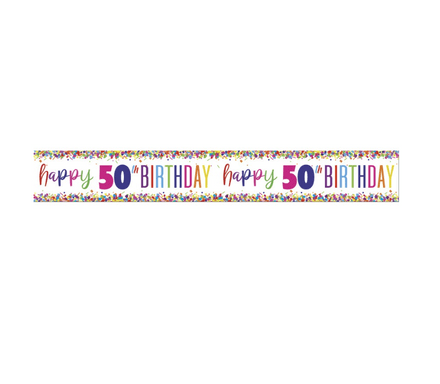 Happy 50th Birthday Multi colour Foil Banner