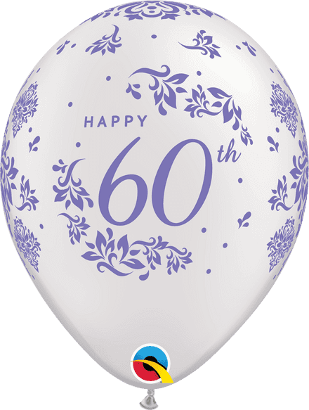 Happy 60th Anniversary Hearts Pearl White Balloons