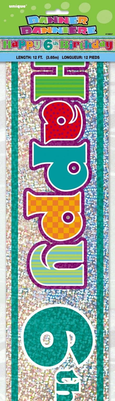 Happy 6th Birthday Party Foil Banner