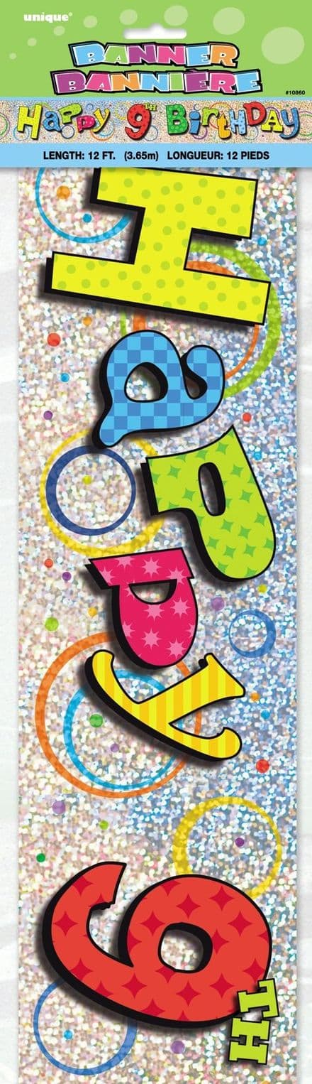 Happy 9th Birthday Foil Banner