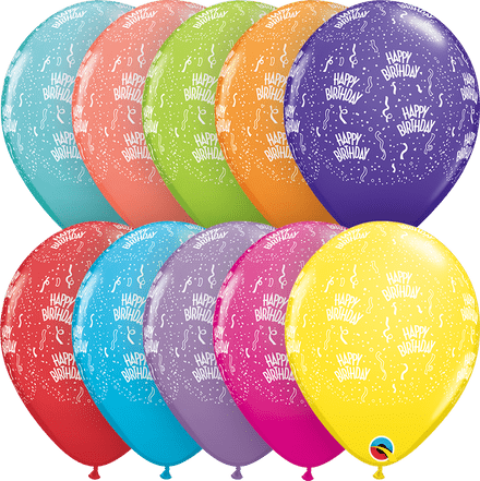 Happy Birthday Around Assorted Colour Balloons 6 Pack