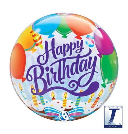 Happy Birthday Balloons & Candles Bubble Balloon