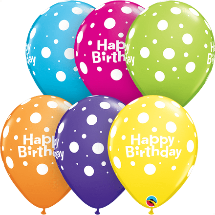 Happy Birthday Big Polka Dots Balloons