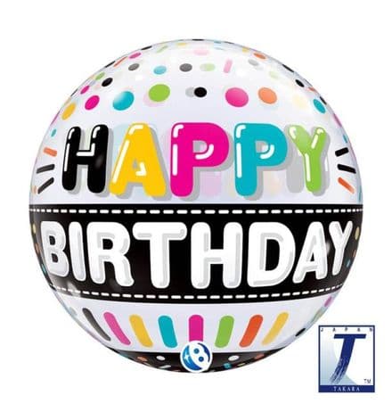 Happy Birthday Black Band Bubble Balloon