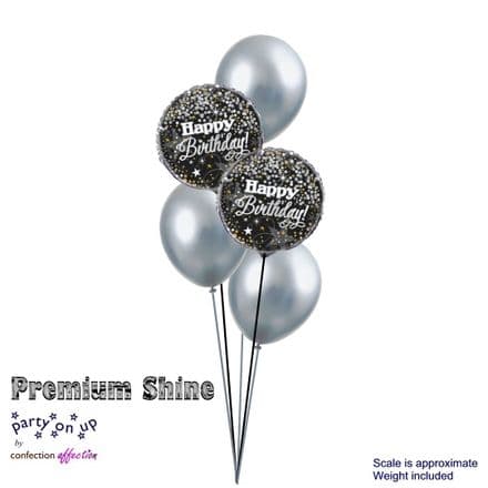 Happy Birthday Black Confetti & Stars Classic Balloon Bouquet