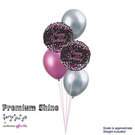 Happy Birthday Black & Pink Fizz Classic Balloon Bouquet