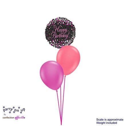 Happy Birthday Black & Pink Fizz Mini Balloon Bouquet