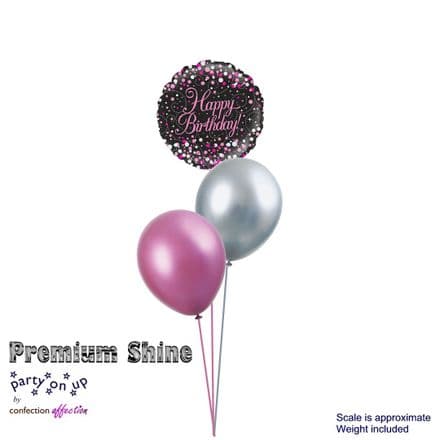 Happy Birthday Black & Pink Fizz Mini Premium Balloon Bouquet