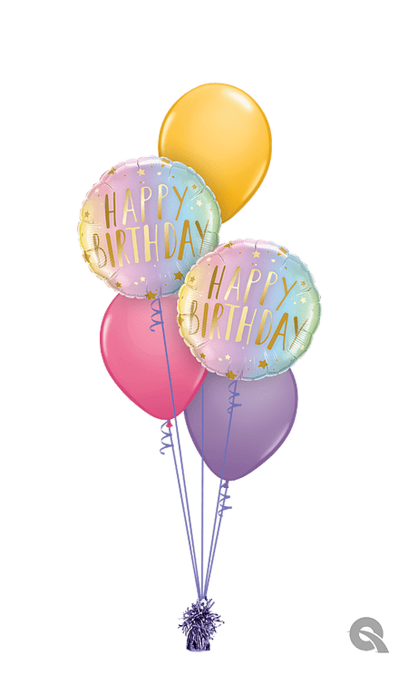 Happy Birthday Bright Ombre Gold Stars Bouquet
