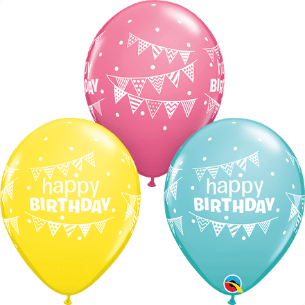 Happy Birthday Bunting Print Latex Balloons