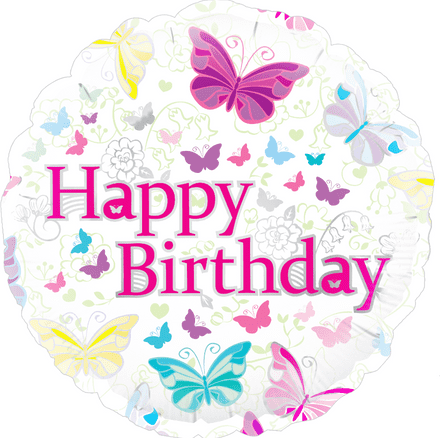 Happy Birthday Butterflies Foil Helium Balloon