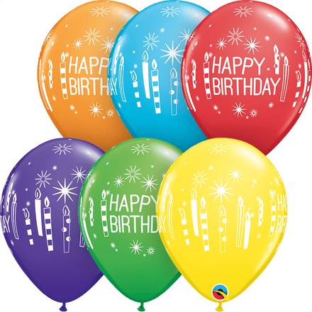 Happy Birthday Candles Print Latex Balloons