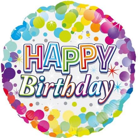 Happy Birthday Colourful Confetti Foil Balloon