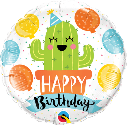 Happy Birthday Cute Party Cactus Foil Helium Balloon