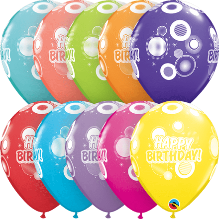 Happy Birthday Dots & Glitz Assorted Colour Balloons 6pk