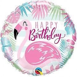 Happy Birthday Flamingo Foil Helium Balloon