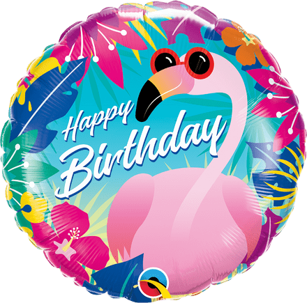 Happy Birthday Flamingo with Shades Foil Helium Balloon
