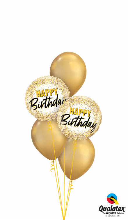 Happy Birthday Gold Glitter Dots Classic Bouquet