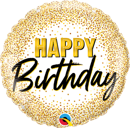 Happy Birthday Gold Glitter Dots Foil Helium Balloon