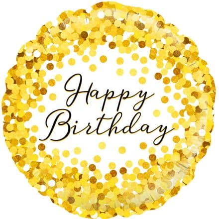 Happy Birthday Gold Sparkle Dots Foil Helium Balloon