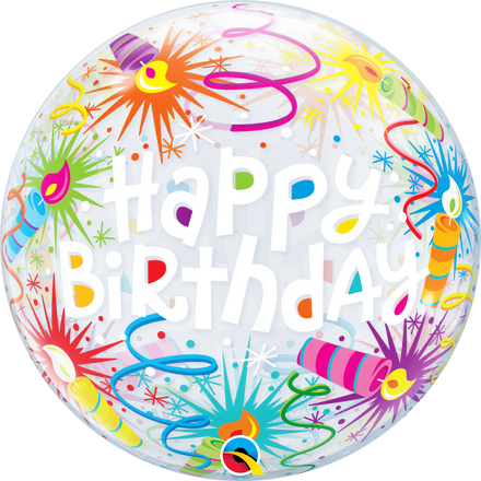Happy Birthday Lit Candles Bubble Balloon