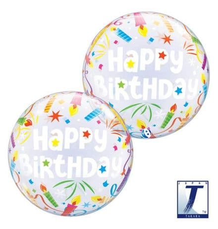 Happy Birthday Lit Candles Bubble Balloon