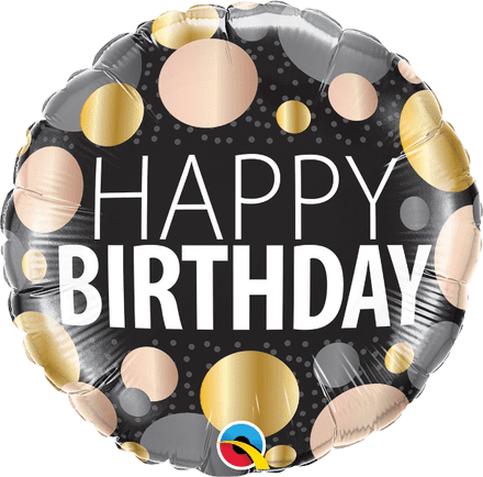 Happy Birthday Metallic Dots Foil Helium Balloon