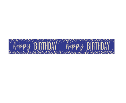 Happy Birthday Navy Confetti Foil Banner
