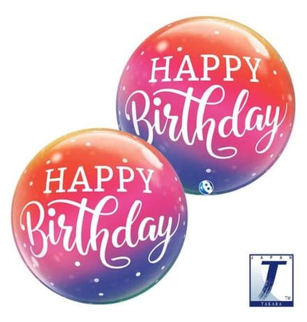 Happy Birthday Ombre Dots Bubble Balloon