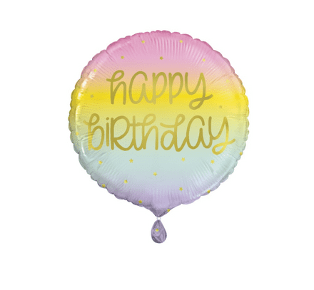 Happy Birthday Ombre Gold Stars Helium Balloon
