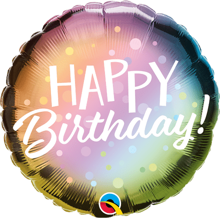 Happy Birthday Ombre with Dots Foil Helium Balloon