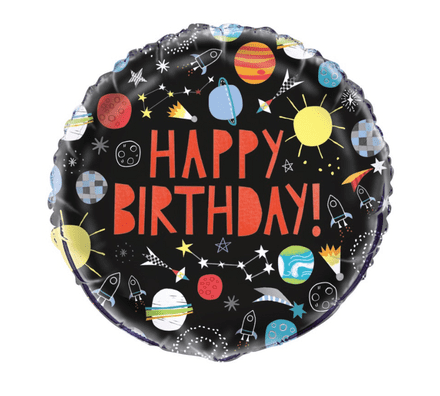 Happy Birthday Outer Space Foil Helium Balloon