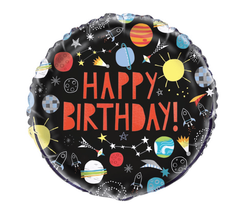 Happy Birthday Outer Space Foil Helium Balloon