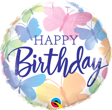 Happy Birthday Pastel Butterflies Foil Helium Balloon