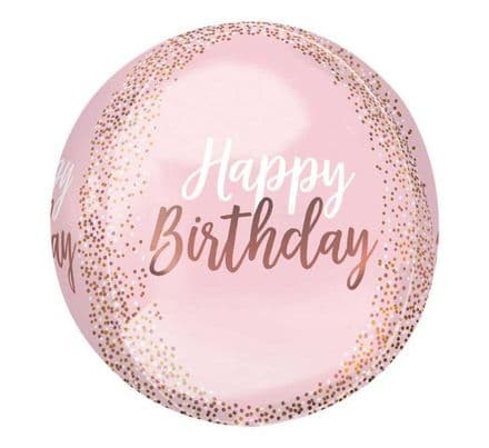 Happy Birthday Pink Blush Sequins Orbz Balloon