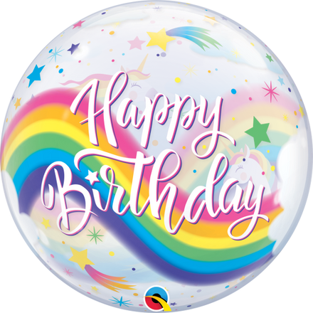 Happy Birthday Rainbows & Unicorns Bubble Balloon