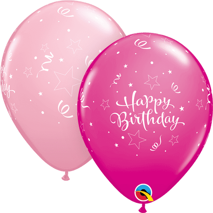 Happy Birthday Shining Star Pink Balloons