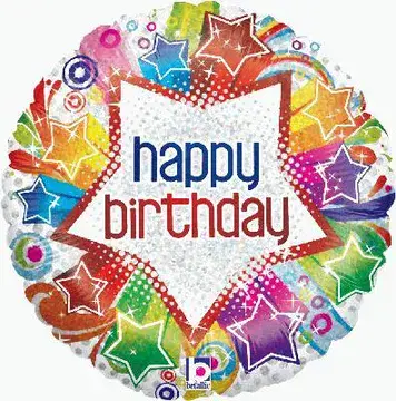 Happy Birthday Starburst Foil Balloon